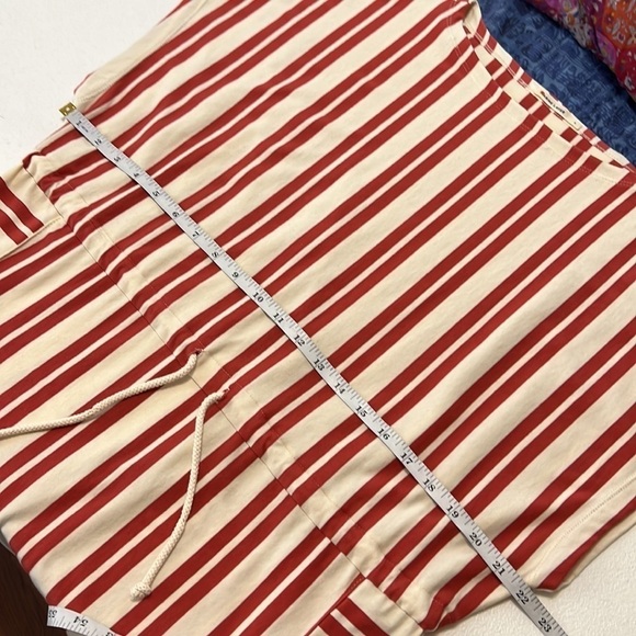 Marine Layer Lola Cocoon Red/Orange Stripe Dress Drawstring Pockets Sz L - Picture 6 of 12